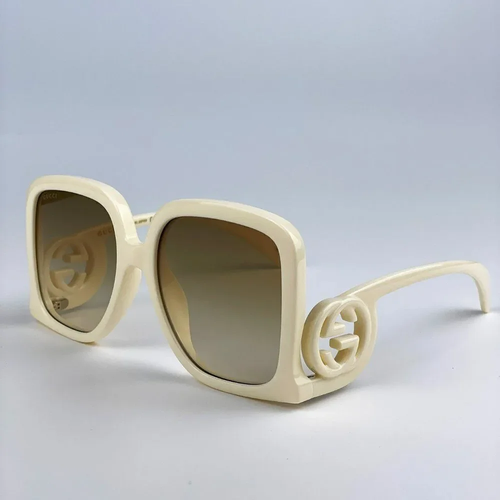 NEW Gucci GG1326S 002 Ivory Brown Gradient Oversized Square Women Sunglasses